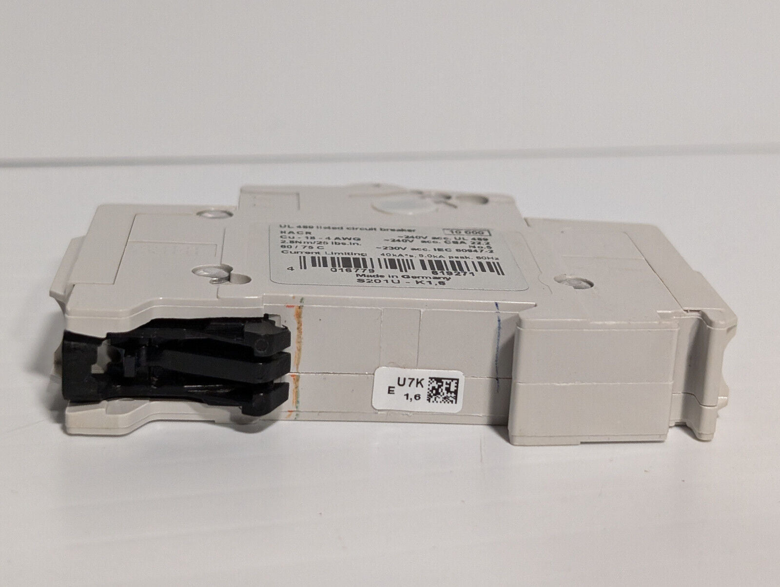 ABB S201U-K1,6 Circuit Breaker, 162K852H01, 1-Pole, 240 VAC, 50/60Hz, E212323