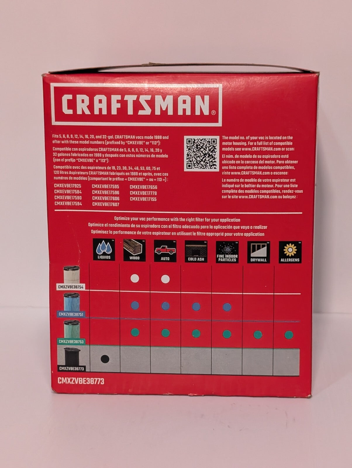 [1] CMXZVBE38773 Wet Application Filter for CRAFTSMAN 5 to 20 Gallon Vacuums