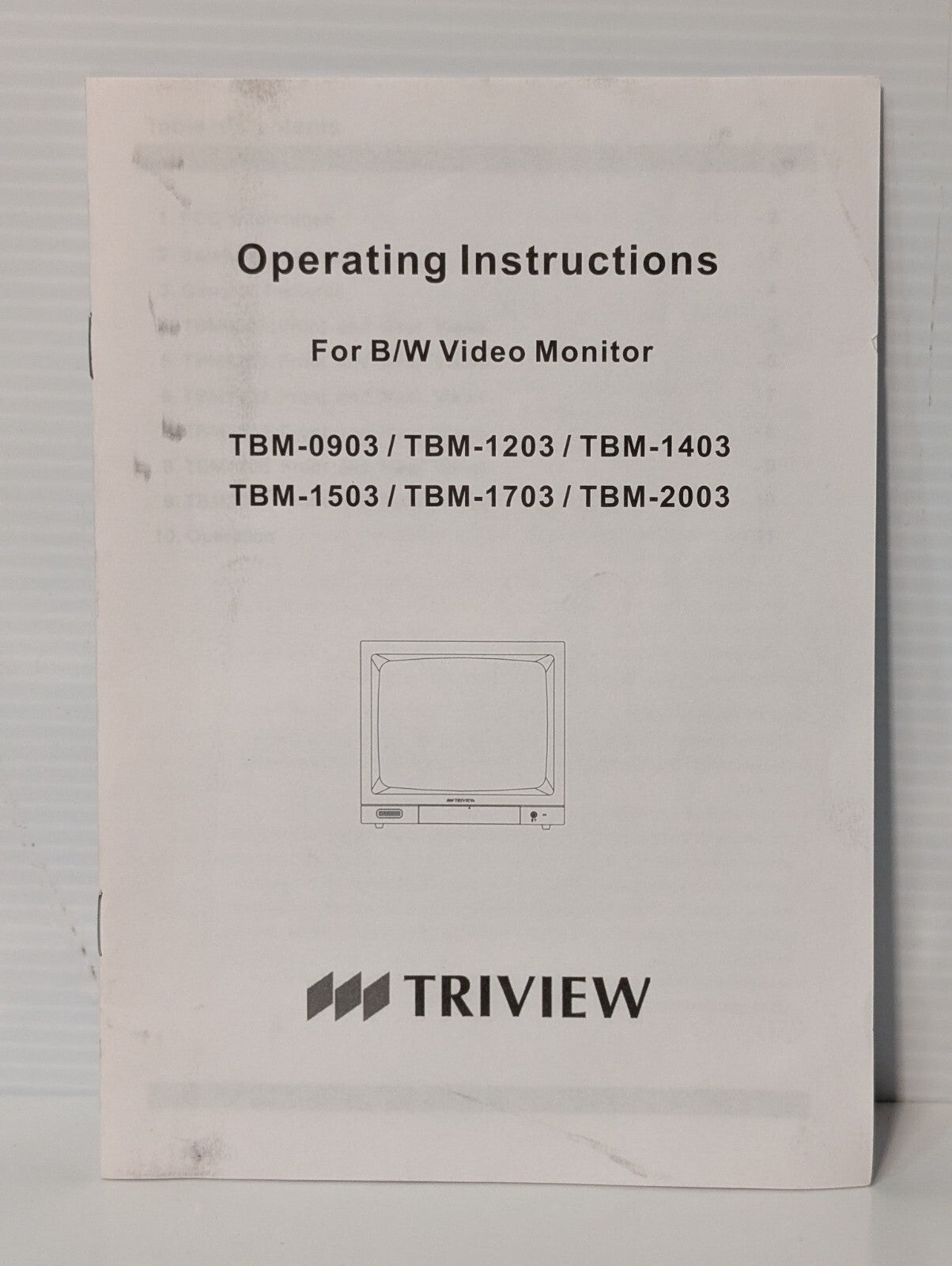 Tatung TBM-1203 Triview  B&W Surveillance Monitor, 11" Visual Screen, Metal Case