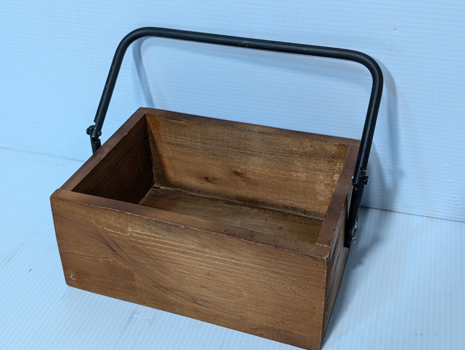 Vintage Wooden Work Mens Tool Box, Carrier with Iron Handles - Free Shipping