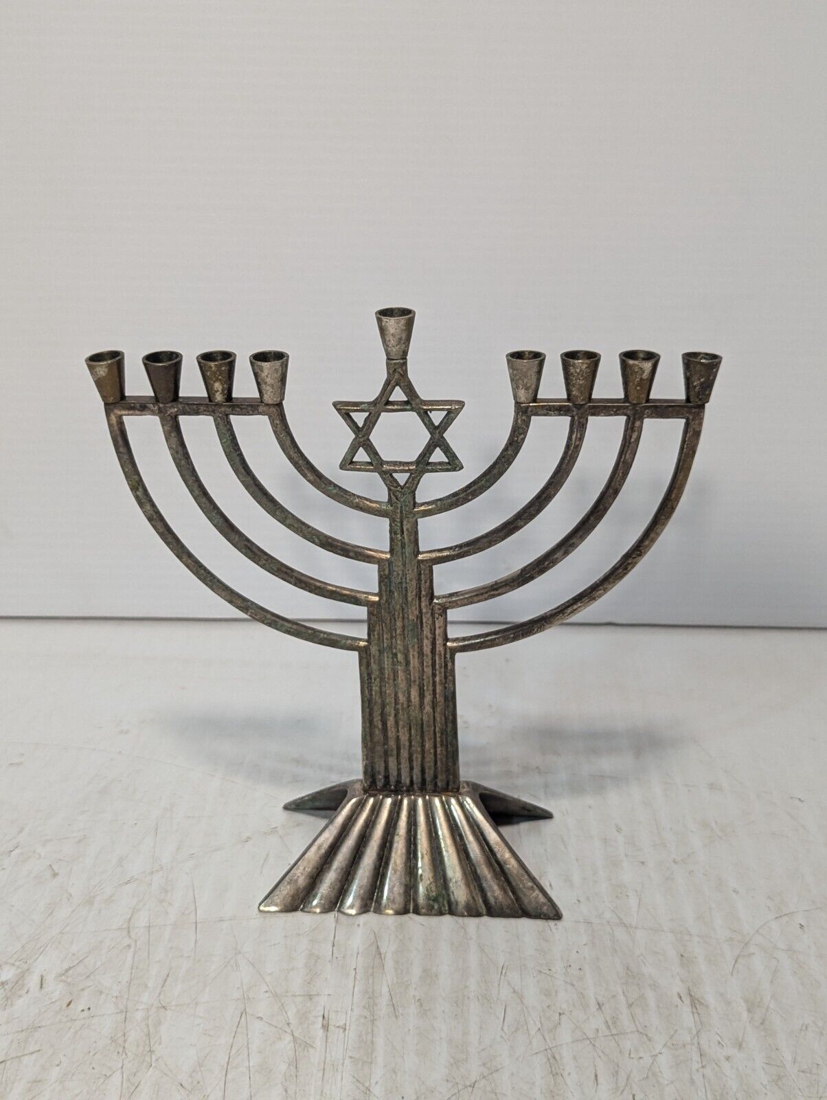 Aviv Judaica Imports Pewter Menorah w\ Star Of David, 8" x 9" - Free Shipping