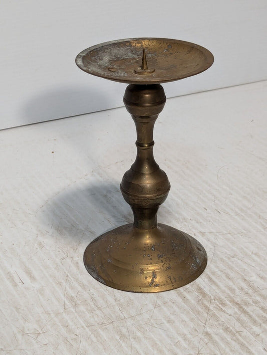 Solid Brass Pillar Candlestick Candle Holder / Vintage Home Deco - Free Shipping