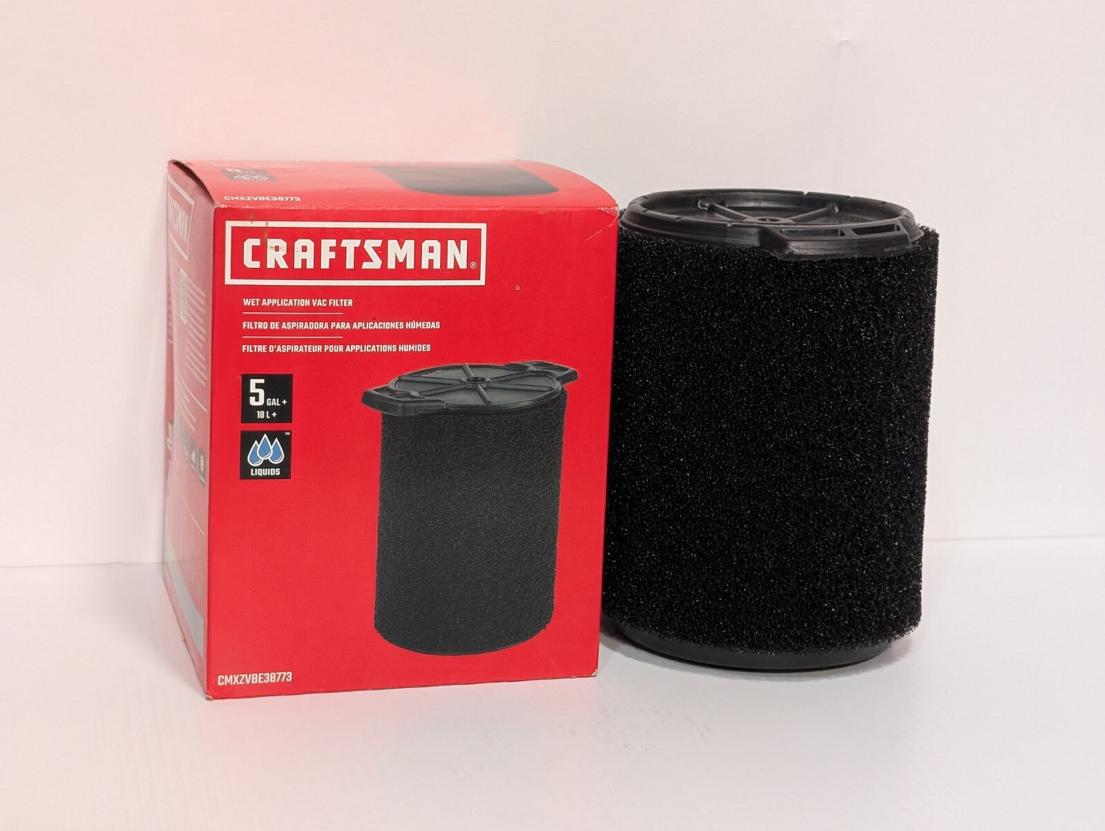 [1] CMXZVBE38773 Wet Application Filter for CRAFTSMAN 5 to 20 Gallon Vacuums