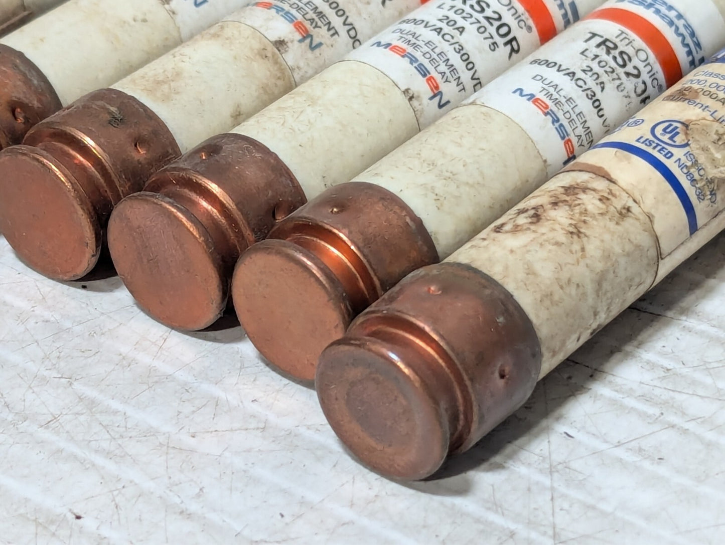 (10) Ferraz Shawmut Tri-onic Fuses, mostly TRS20R, 20 Amps