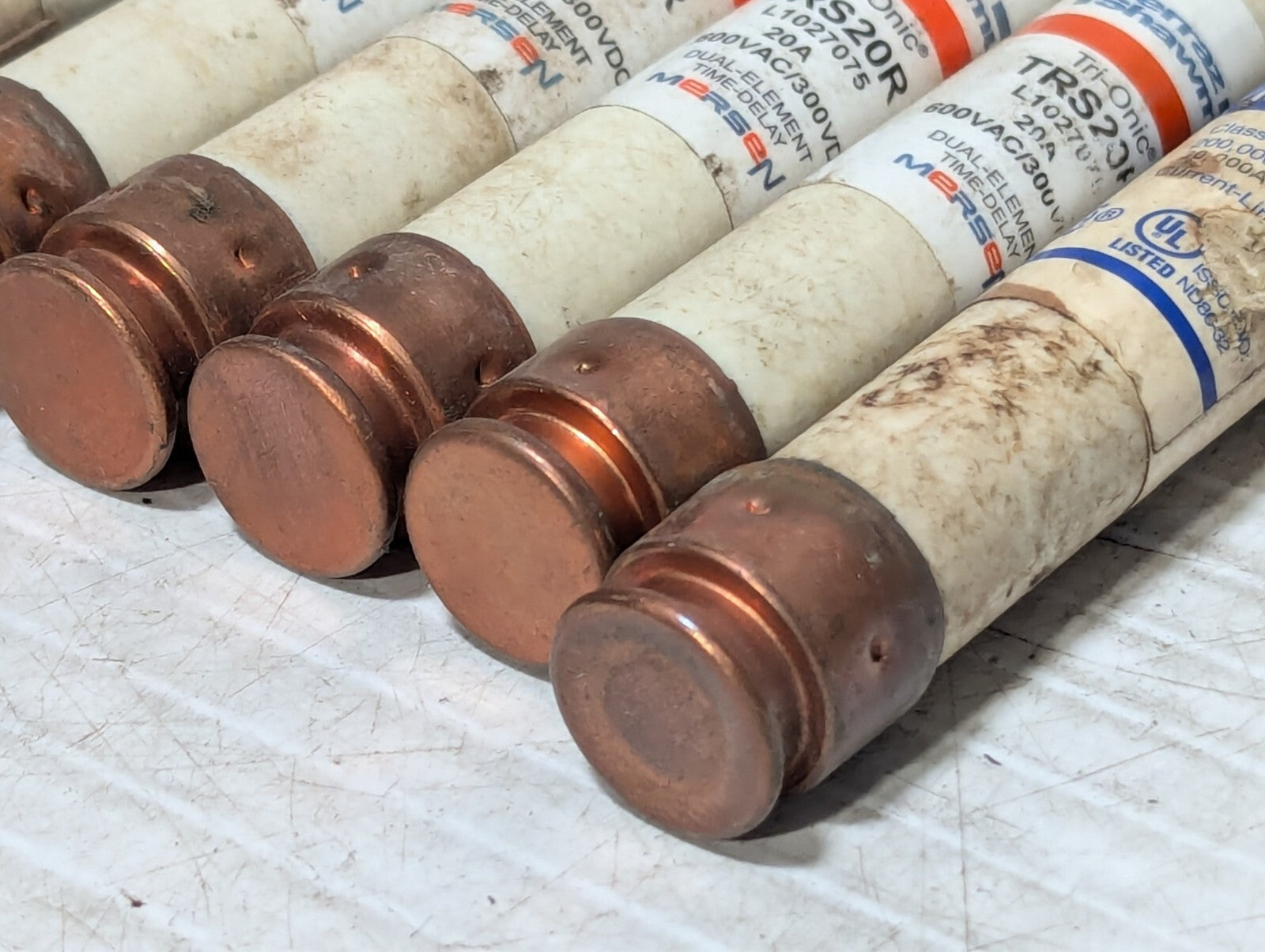 (10) Ferraz Shawmut Tri-onic Fuses, mostly TRS20R, 20 Amps
