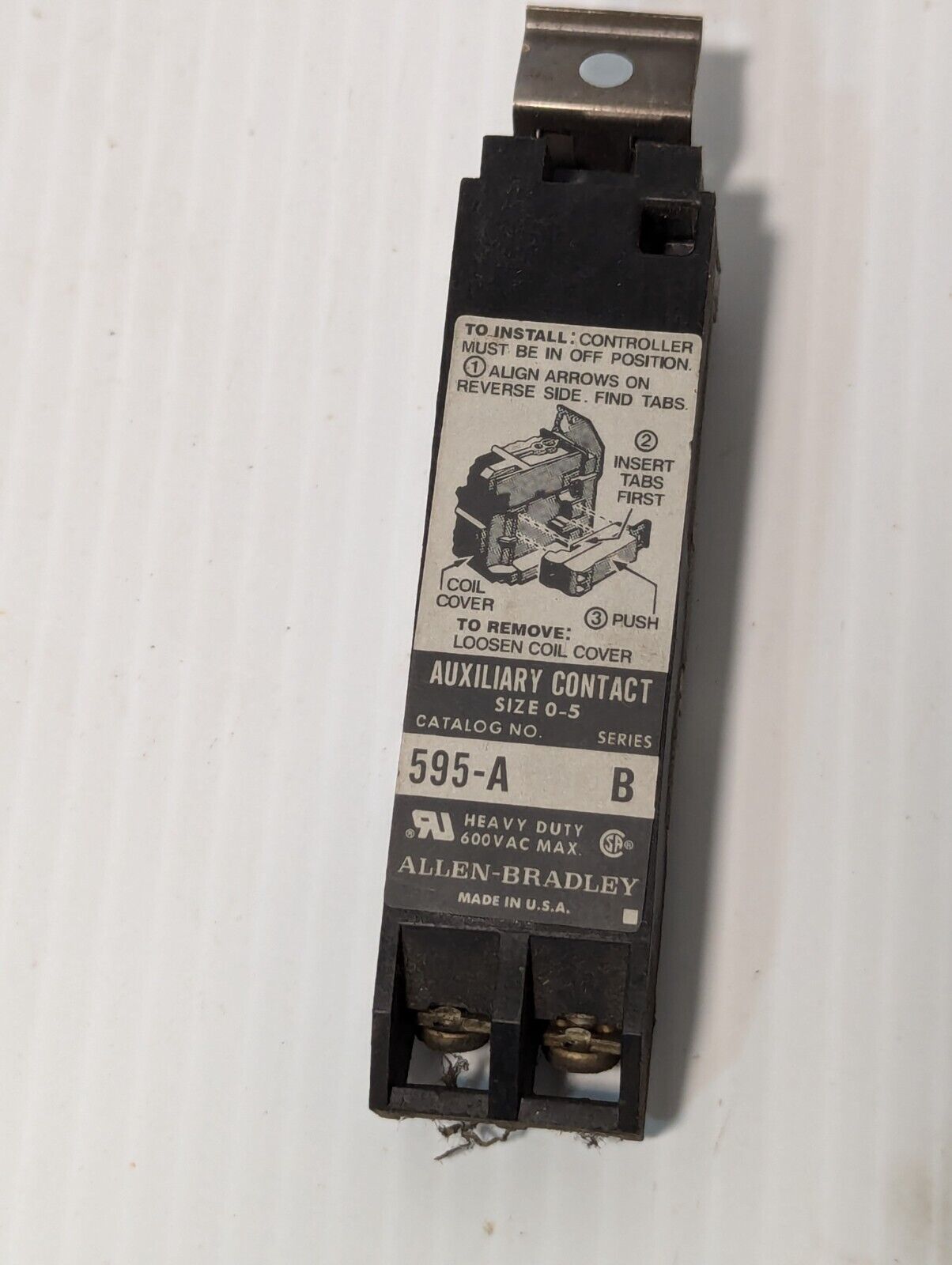 Allen-Bradley 595-A Auxiliary Contact NEMA Size 0 - 5, 1NO Ser B - Free Shipping