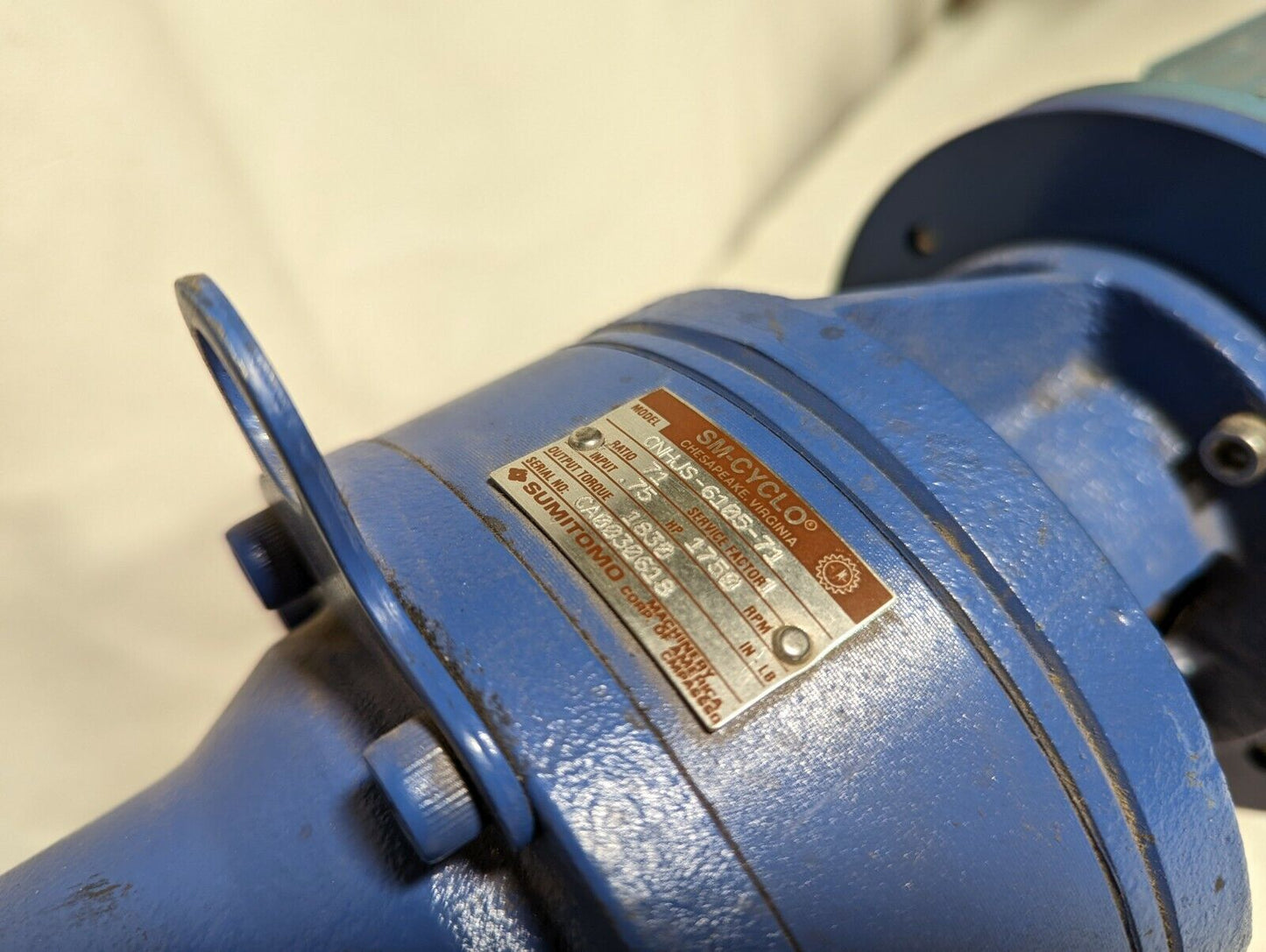 Sumitomo SM-CYCLO CNHJS-6105-71 speed reducer w/ABB 3GVA072002-BSC electricmotor