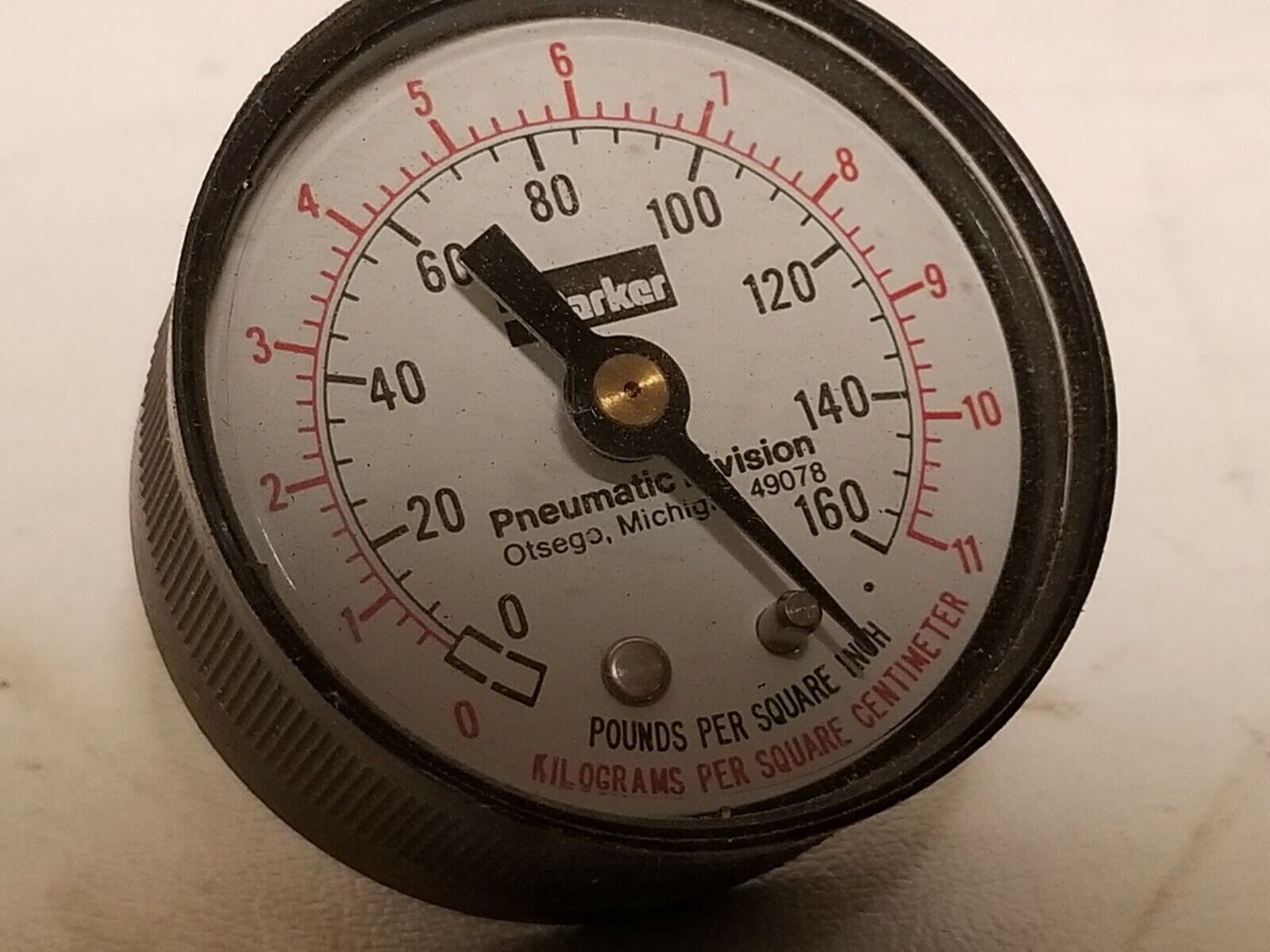 Parker analog air pressure gauge, manometer, 0-160 PSI