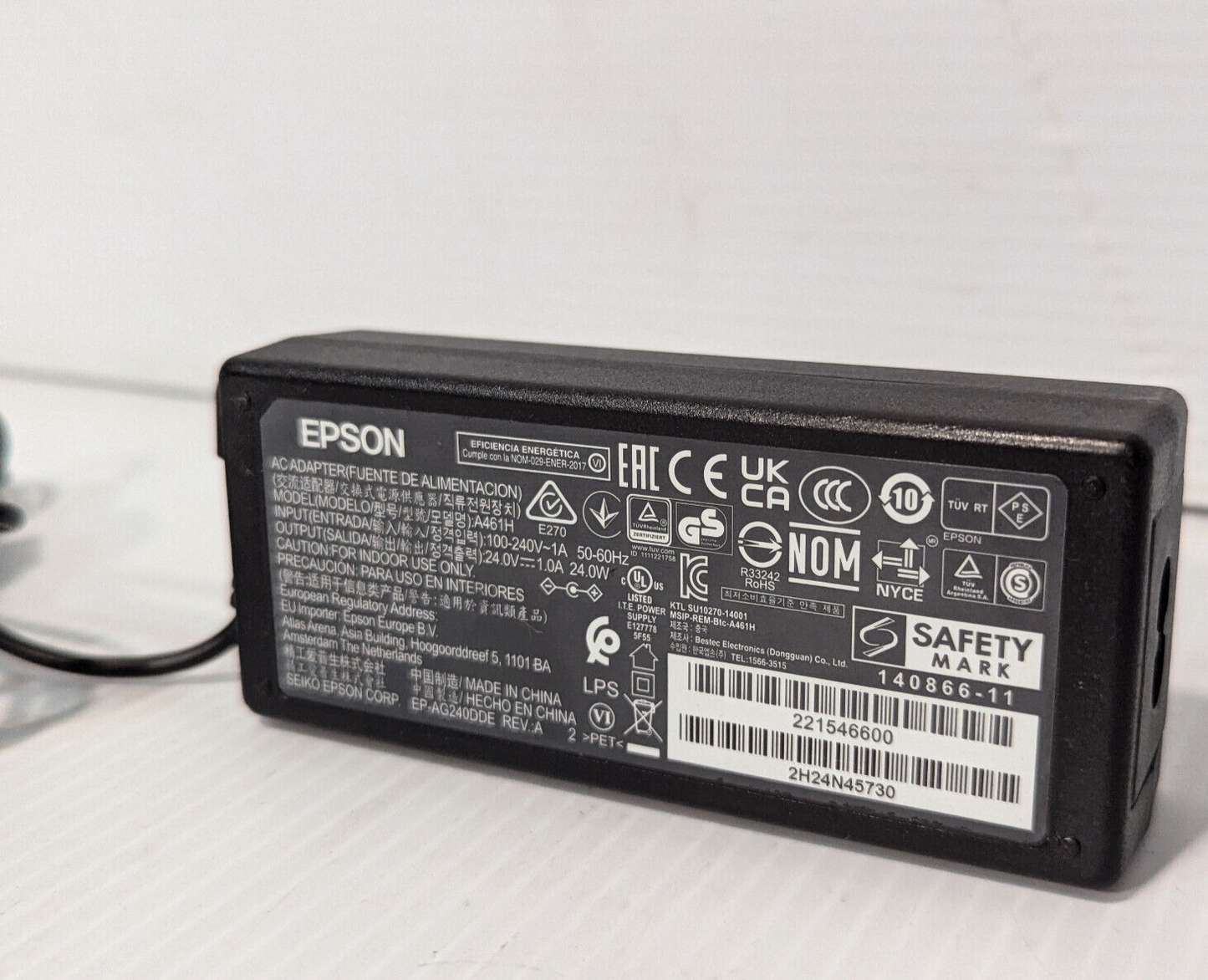 Lot of 3: Epson A461H Power Supply Adapters, 140866-11, 24V, 1A, 24W, 50-60Hz