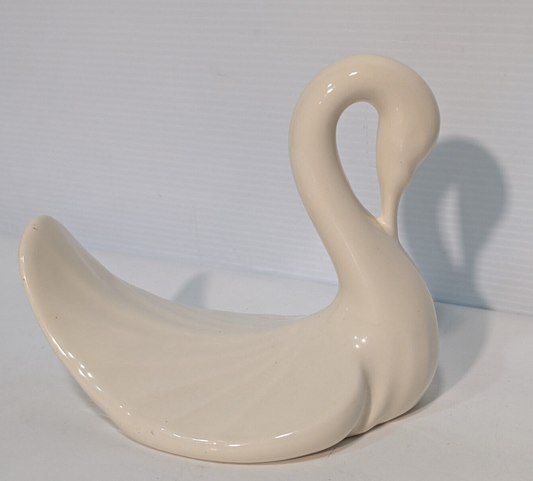 Vintage 1980s Ceramic Swan Washcloth, Towel Holder, Guest Bathroom, Bath Decor