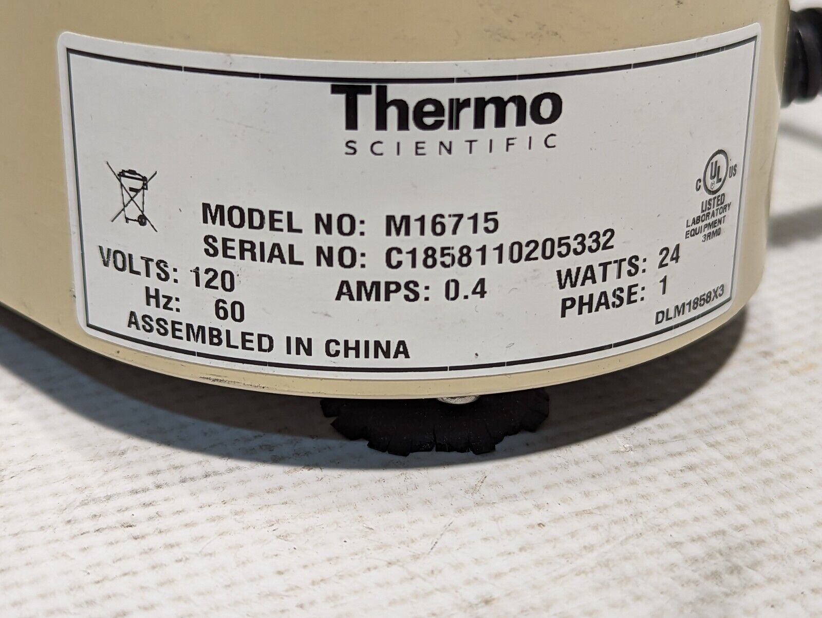 Thermo Scientific M16715 MaxiMix Vortex Mixer, 120VAC, 0.4A, 24W