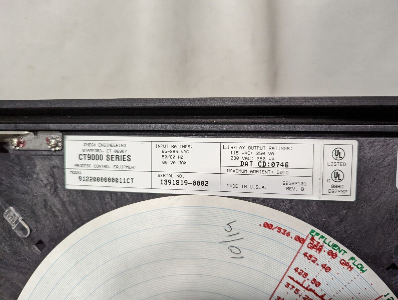 Omega 9122000000011CT, CT9000 microprocessor-based circular chart recorder
