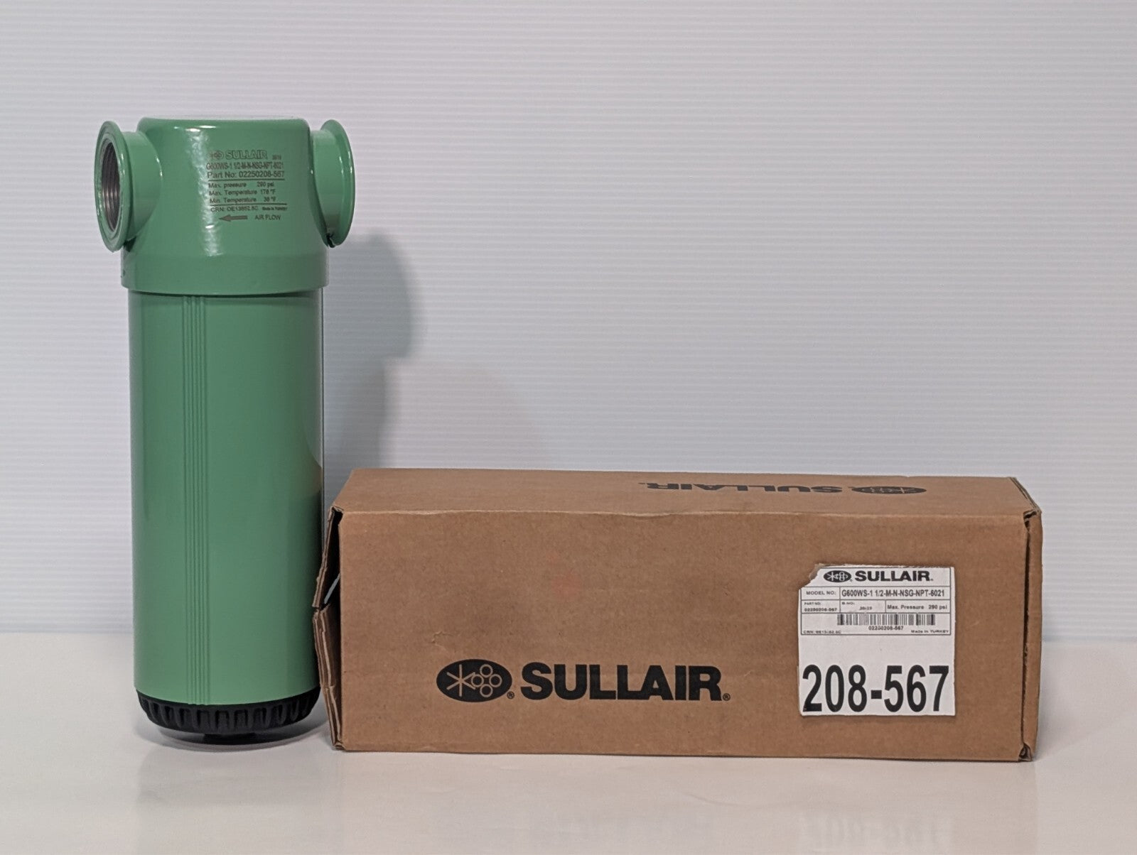 Sullair 02250208-567 Water Separator, 290PSI G600WS-1 1/2-M-N-NSG-NPT-6021