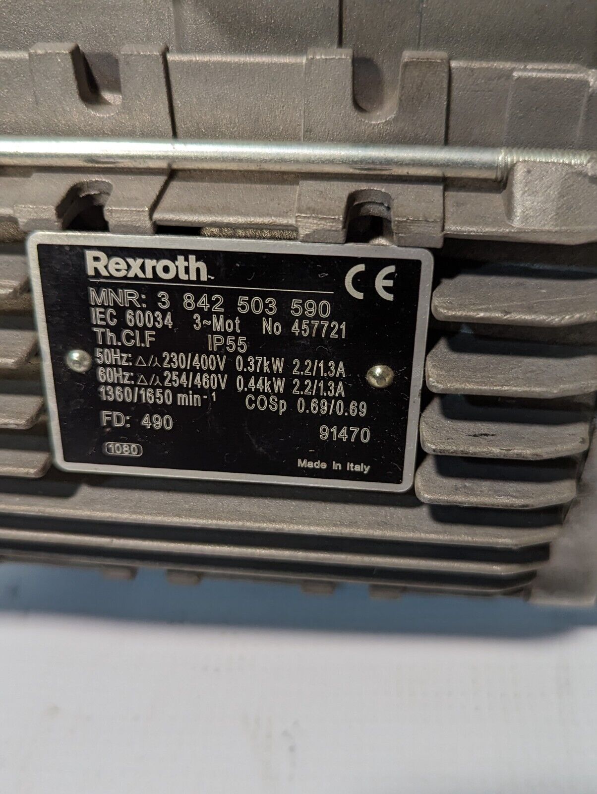 Rexroth 3842503590 3-Phase Induction Motor, 230/400v @ 50Hz, 254/460v @ 60Hz