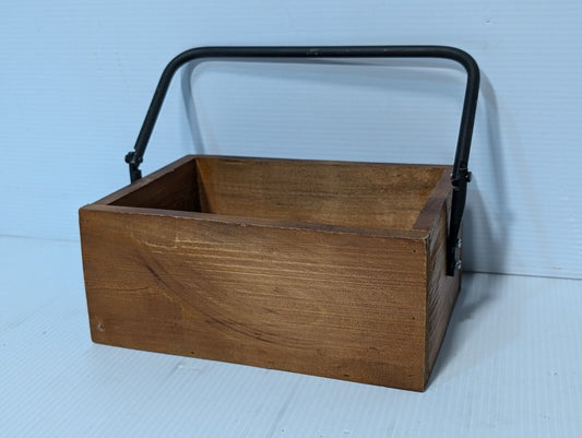 Vintage Wooden Work Mens Tool Box, Carrier with Iron Handles - Free Shipping