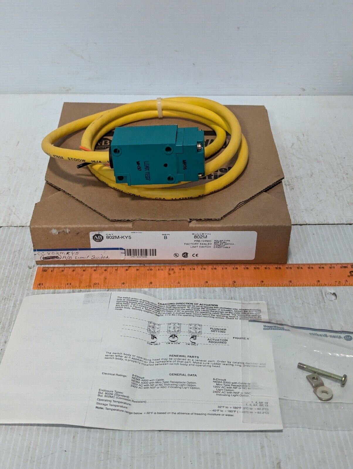 Allen-Bradley 802M-KY5 Series B Prewired A/B Limit Switch - Free Shipping