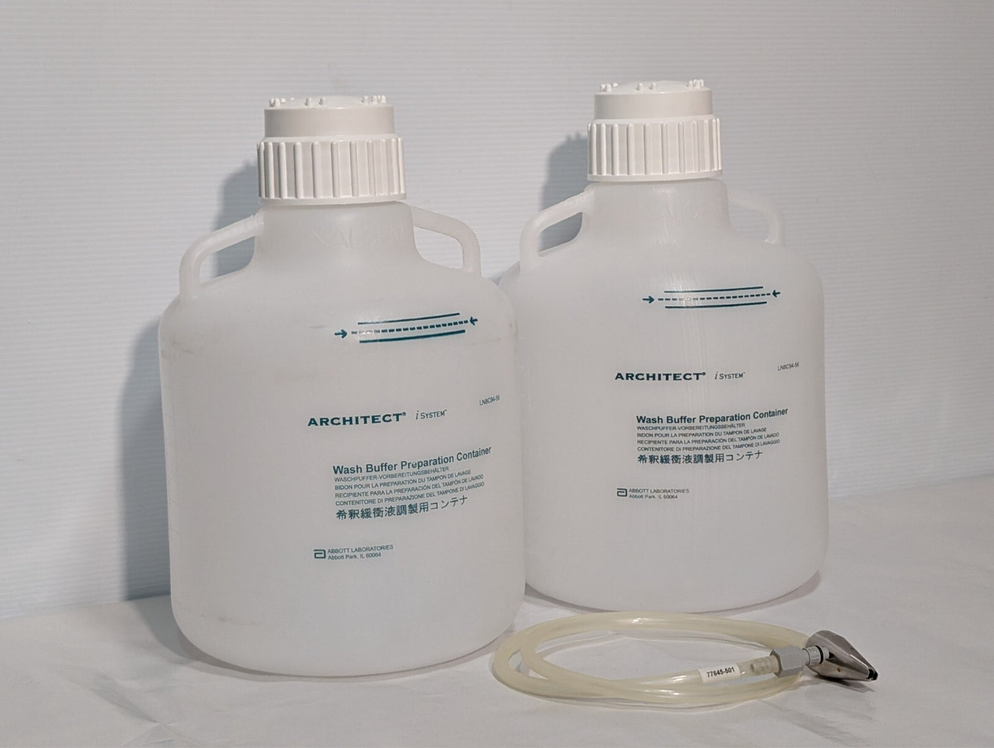 (2) Abbott Architect iSystem LN8C94-56 Nalgene Wash Buffer Container 10 Liter