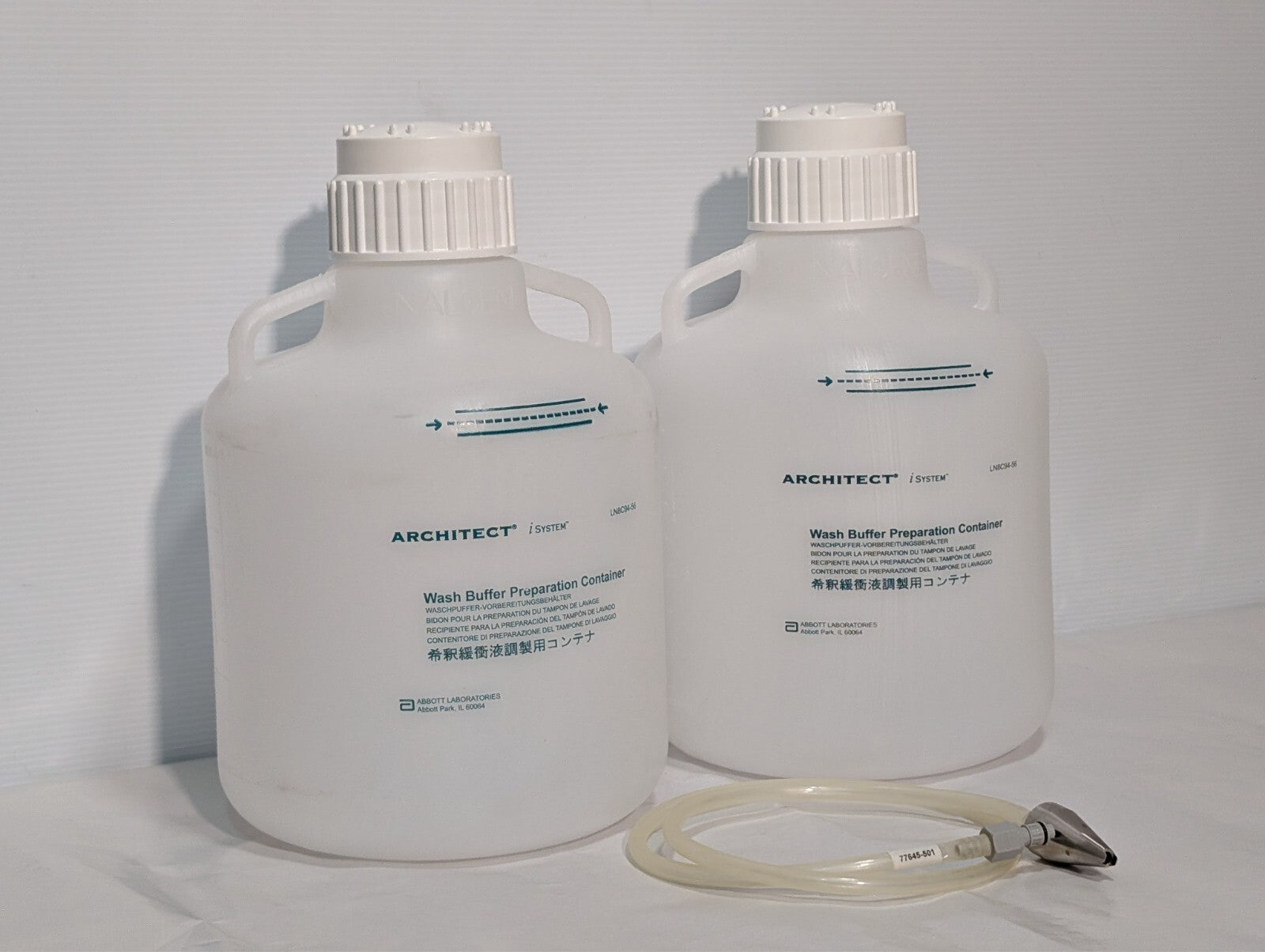 (2) Abbott Architect iSystem LN8C94-56 Nalgene Wash Buffer Container 10 Liter