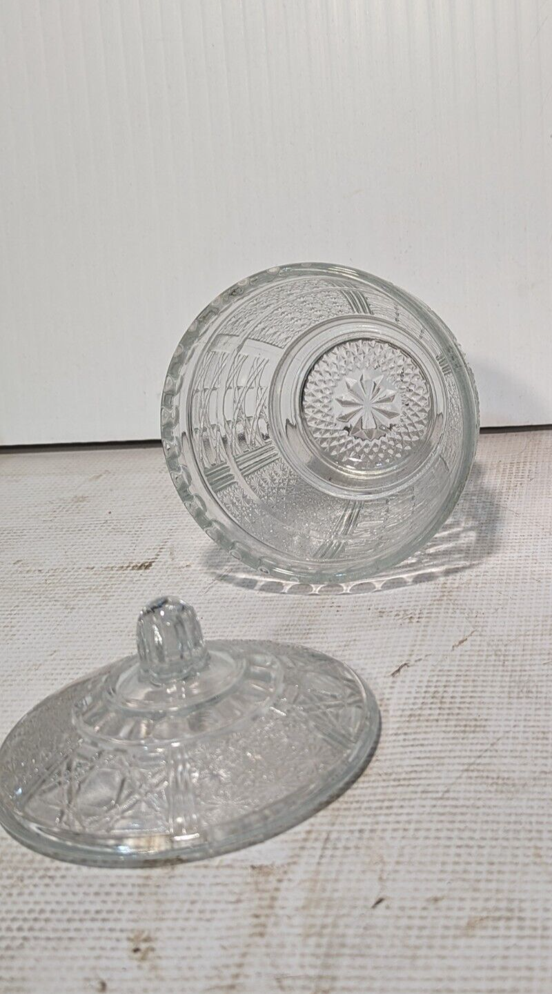 Vintage Pressed Glass Candy Dish With Lid, 4 x 4 inches - Free Shipping