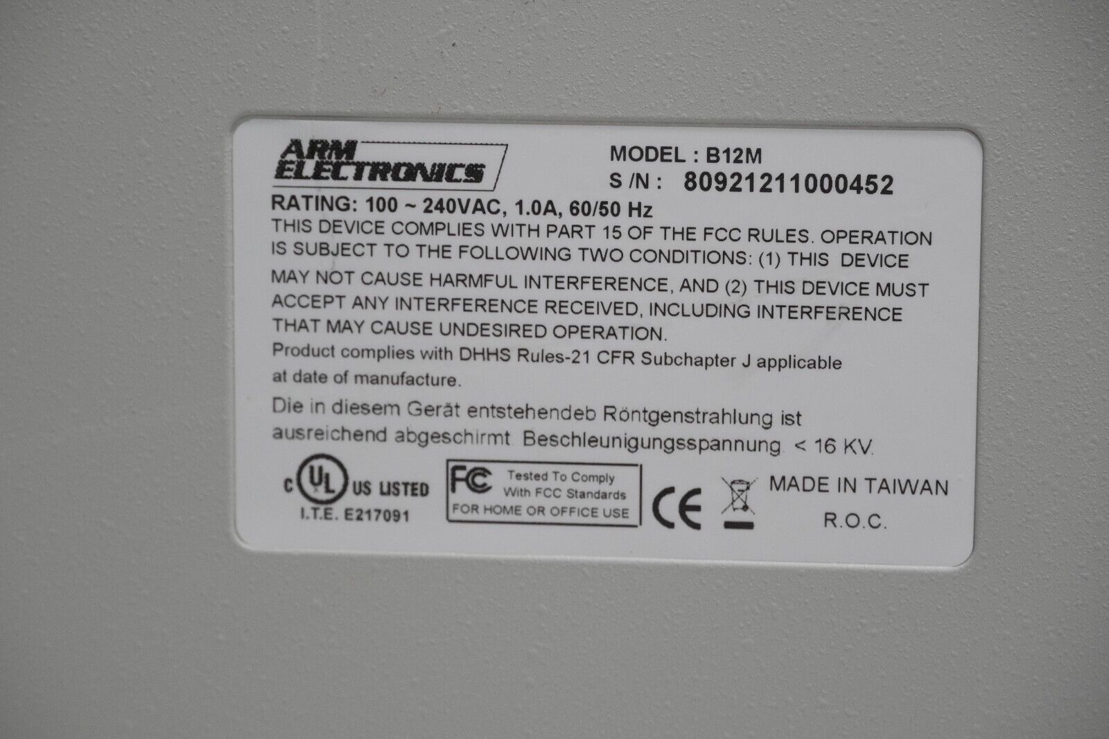 ARM Electronics B12M television, CRT, not turning on, super high resolution B/W