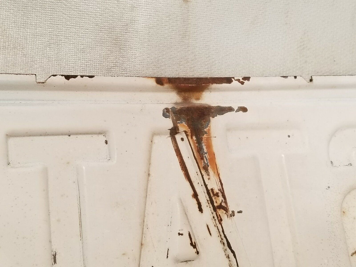 State Street Sign, North State, black and white, some rust, embossed