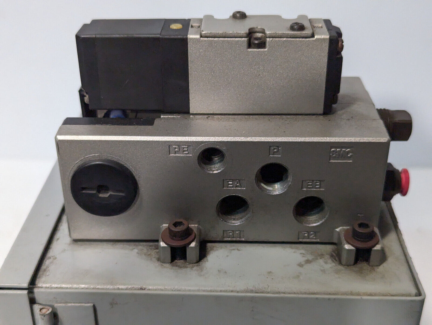 SMC NVSP4116-0009D Pneumatic Solenoid Valve w/ Pulse Counter, Box, Parts, Used