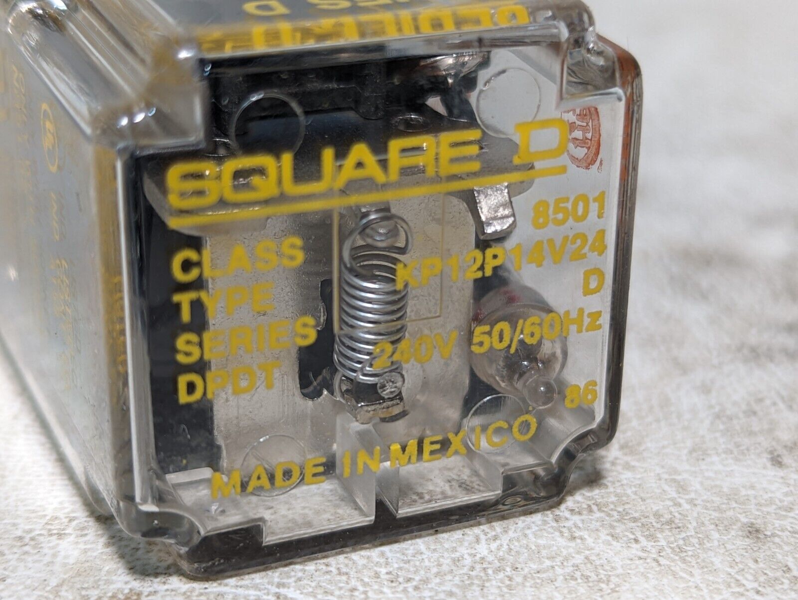 Square D KP12P14V24 general purpose relay, contacts DPDT 10A, coil 240VAC, 50/60