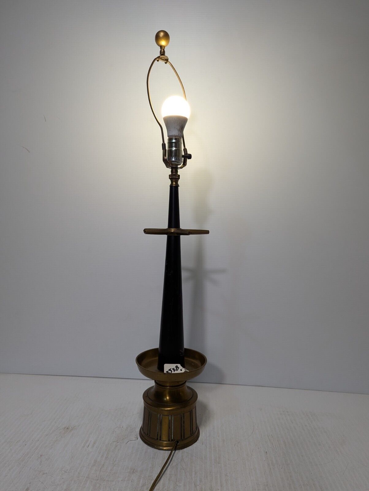 Vintage Mid-Century Brass Table Lamp, Unique Design, 25" H x 7" Dia. - Free Ship