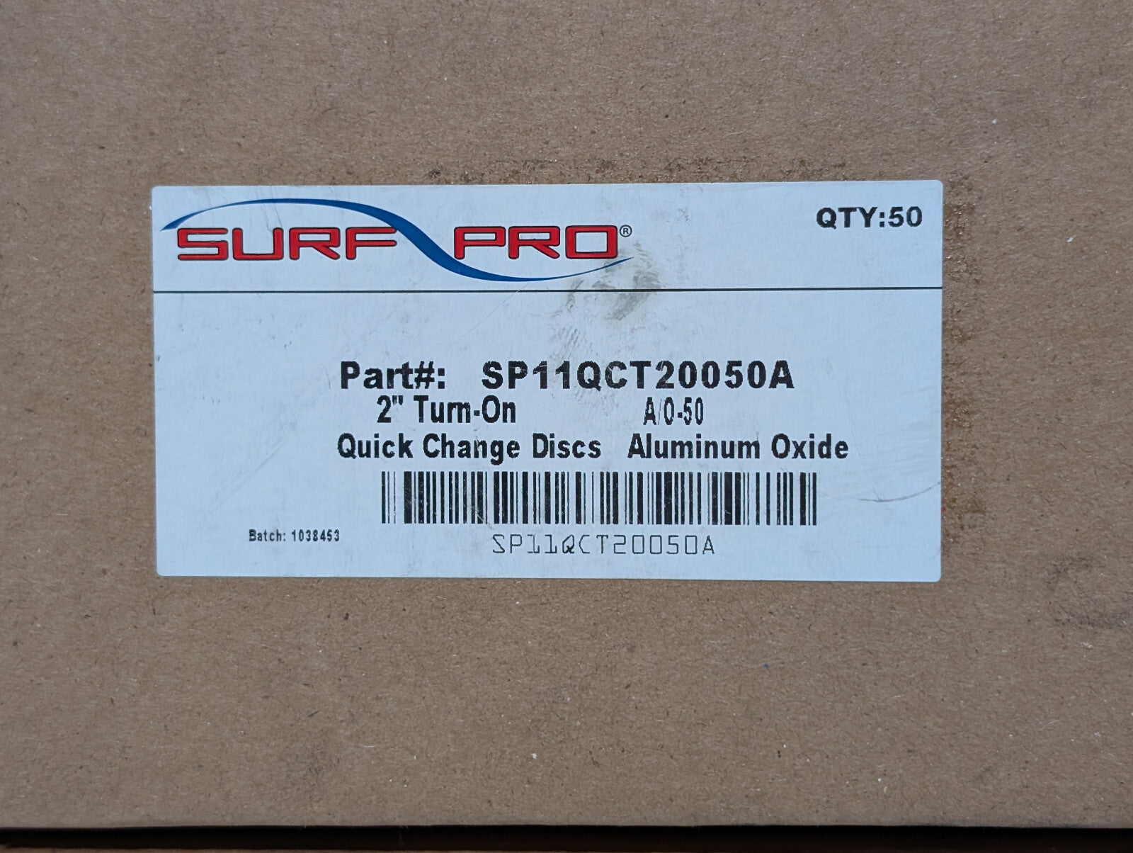 Surf Pro SP11QCT20050A Quick Change Discs, 2" Turn-On, Aluminum Oxide, 50 Ct Box