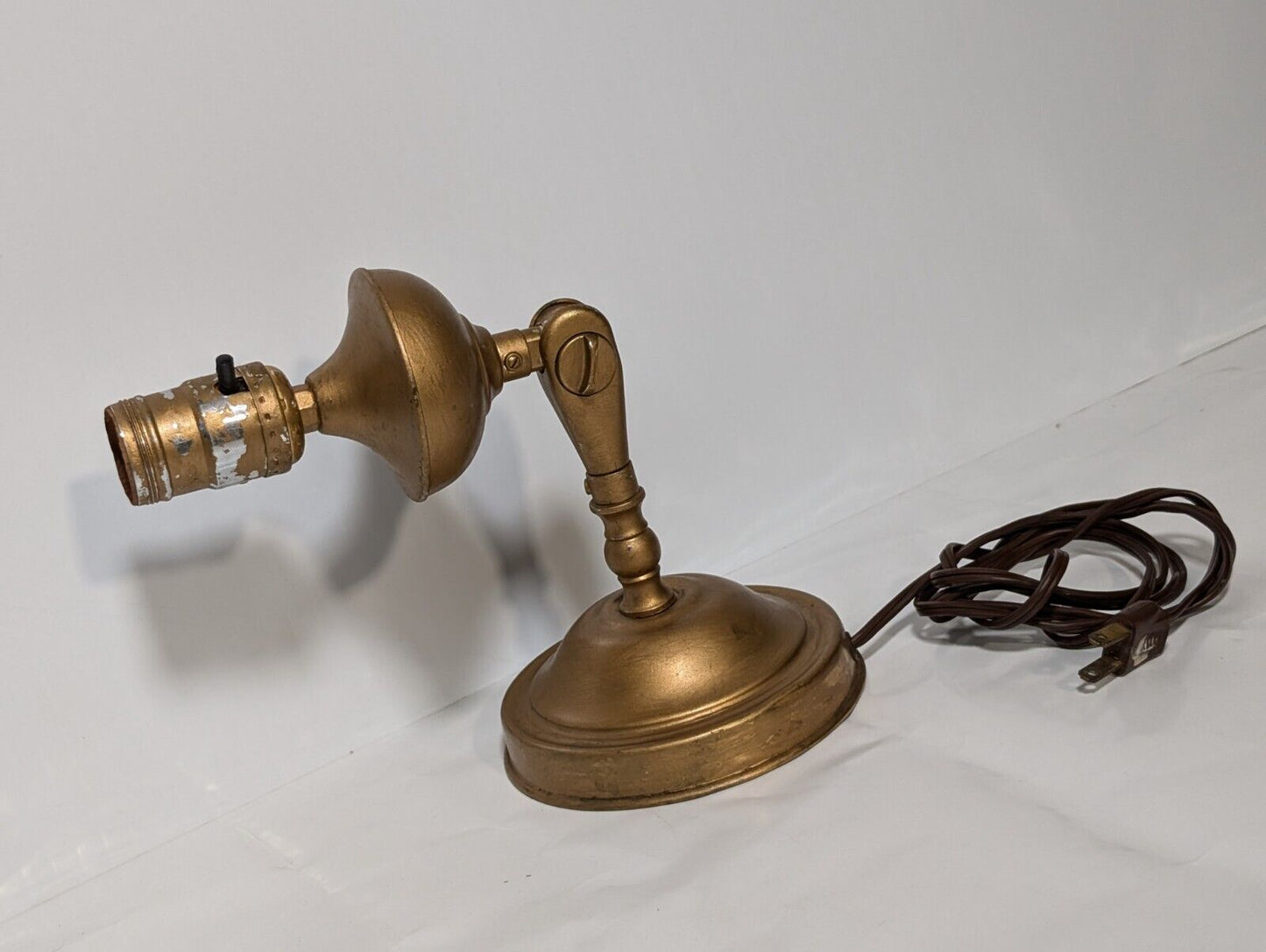 Vintage Table \ Work Adjustable Angle Lamp, Made of Brass but Painted Gold