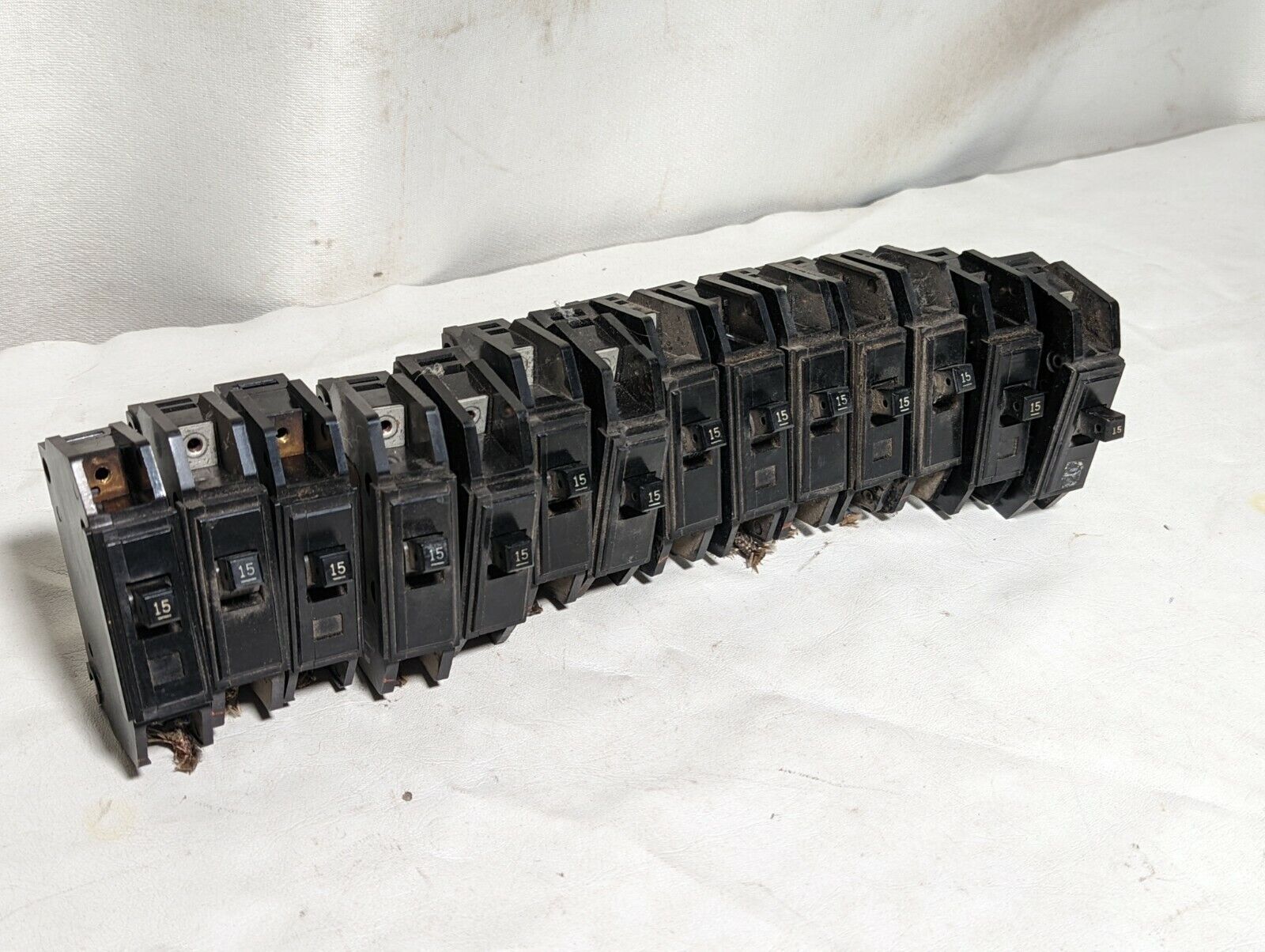 Lot of 14 Westinghouse QCL1015, QC115 circuit breakers, 15A, 1 pole, 120/240VAC