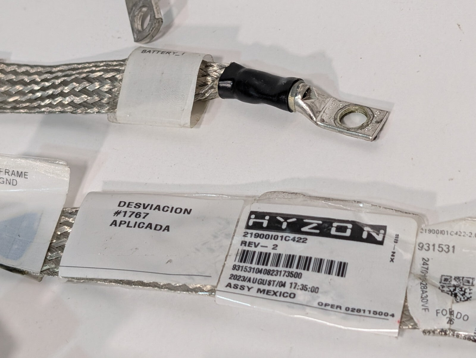 (14) Hyzon Ground Cable Assembly Straps for Batteries, EV HV Vehicles