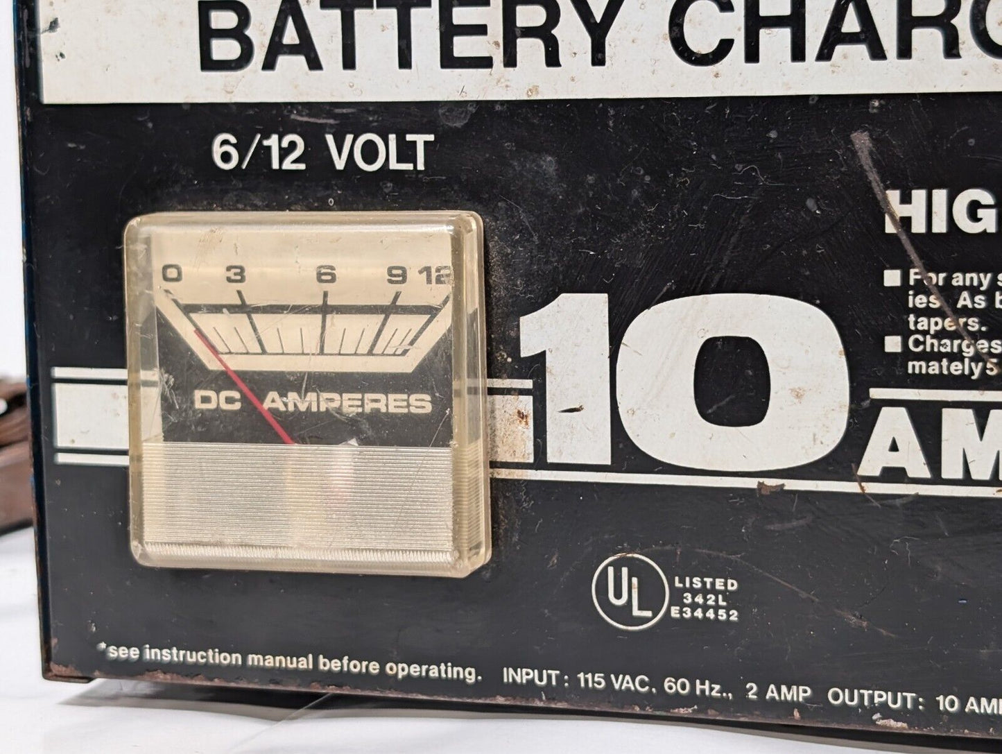 Vintage Solar 10/2a 55a Battery Charger Starter 6 & 12 Volt No. 1050C