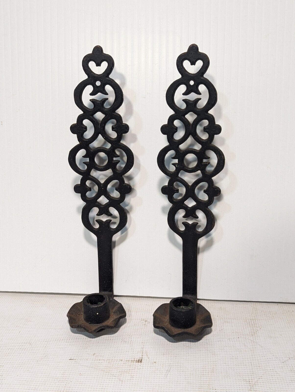 Vintage Robert Emig Cast Iron Candle Wall Sconces Pair - Free Shipping