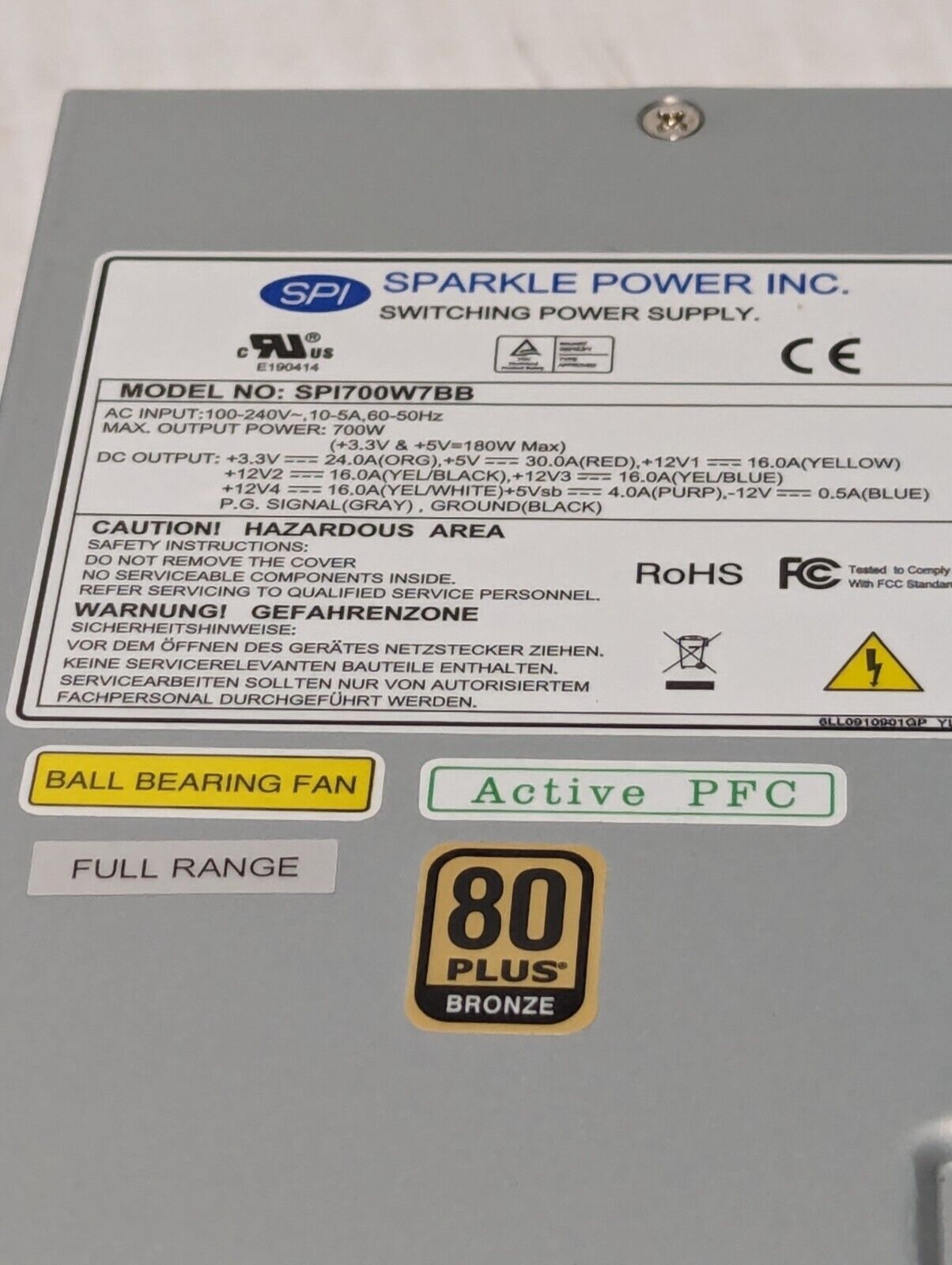 Sparkle Power SPI700W7BB 700-Watt Power Supply with adapter brackets - Free Ship