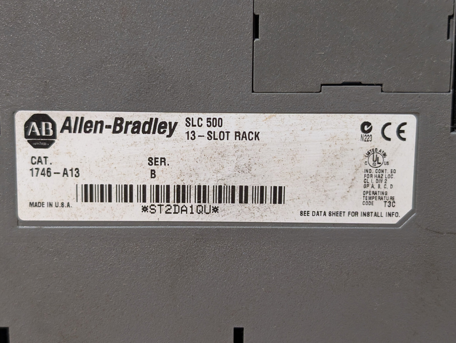 Allen Bradley 1746-A13 Chassis Rack, SLC500, 13-Slot; 1746-P2 SER C Power Supply