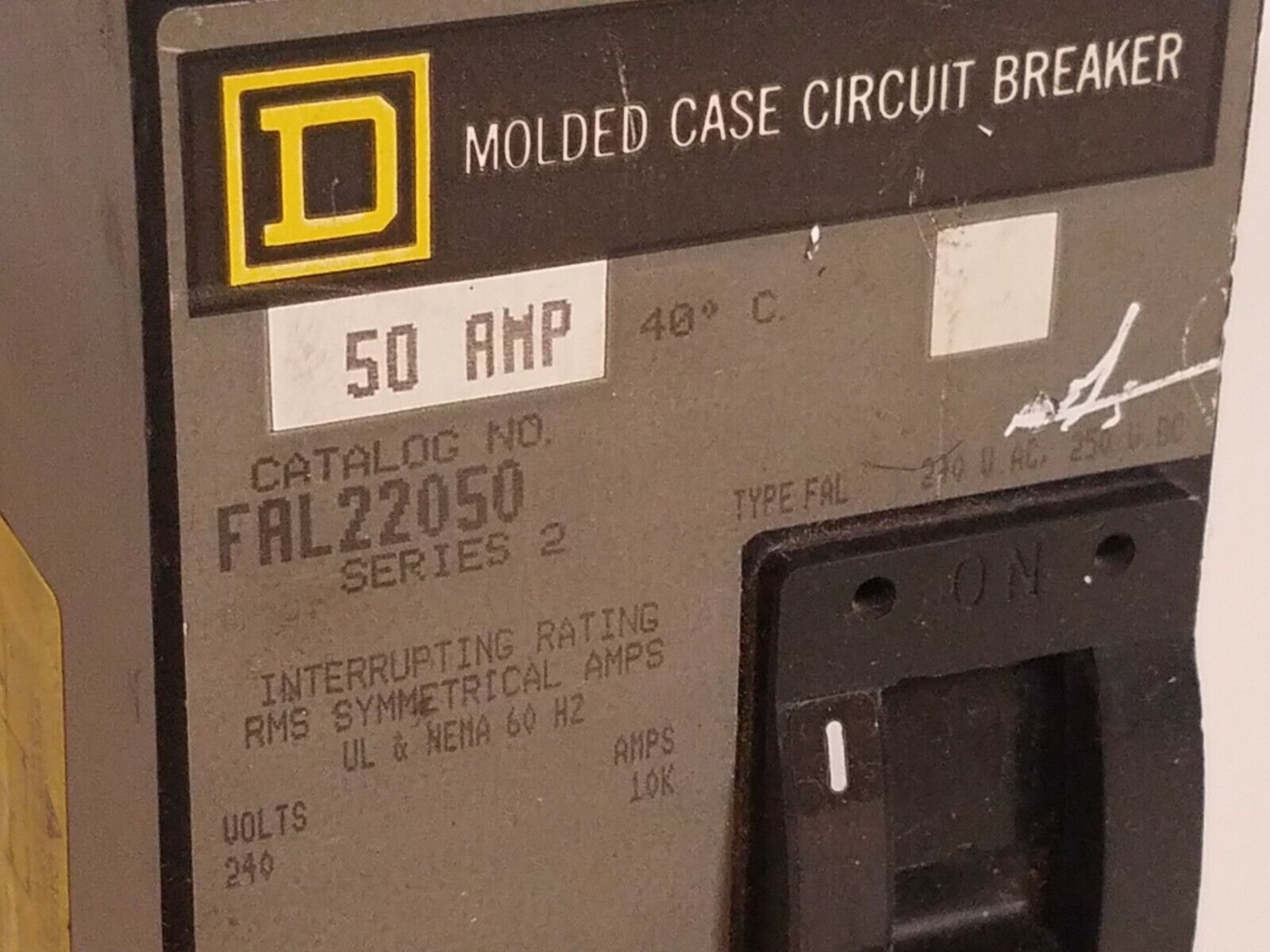 Square D FAL22050 Series 2 Circuit Breaker 2 Pole 50A 240VAC 250VDC