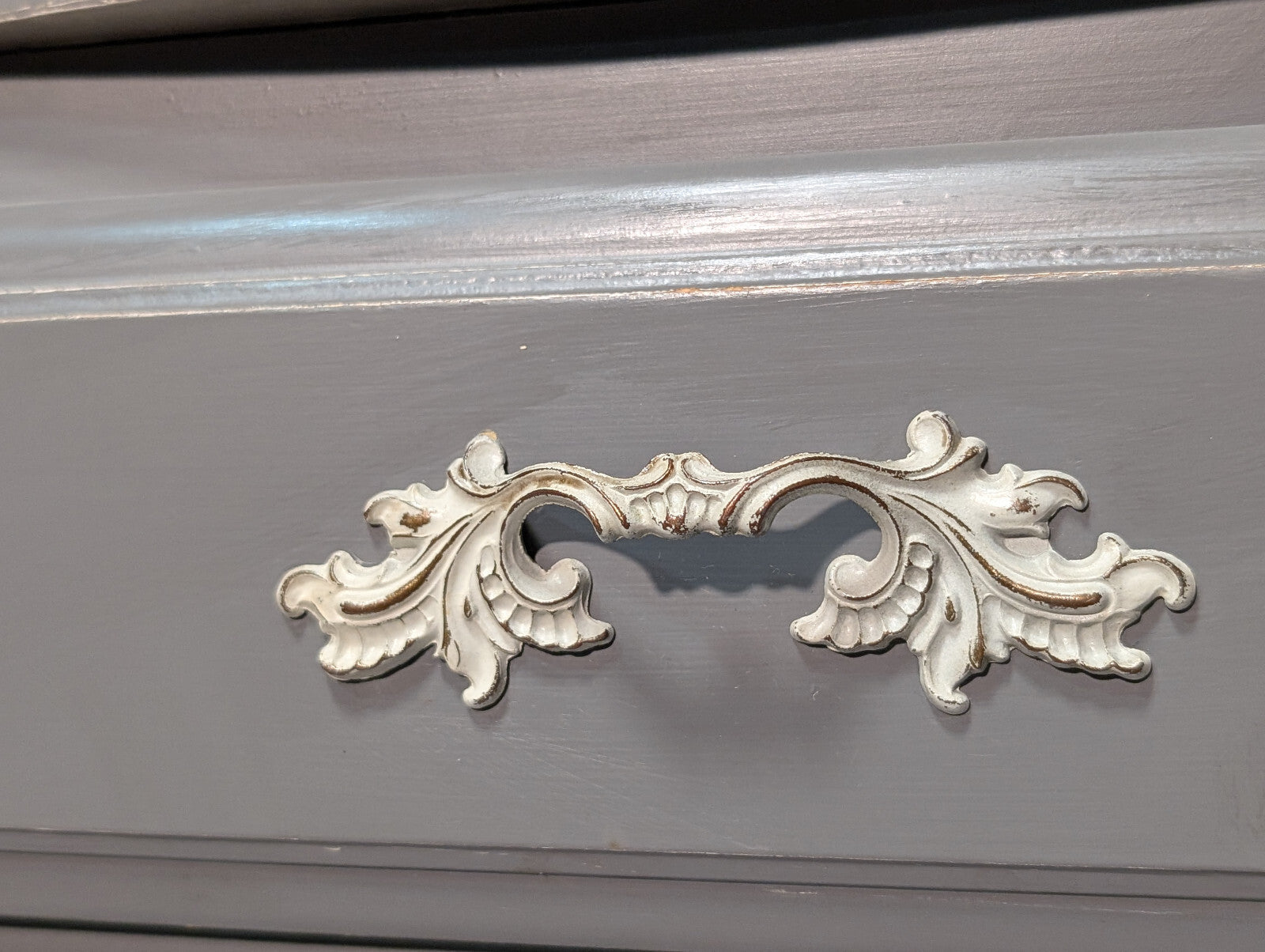 Vintage Country Cottage French Provencial Shabby Chic Night Stand Gray Cabinet