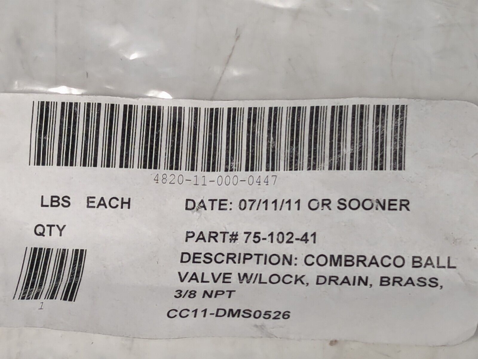 75-102-41 Apollo Brass Conbraco Ball Valve With Lock 3/8 NPT - Free Shipping