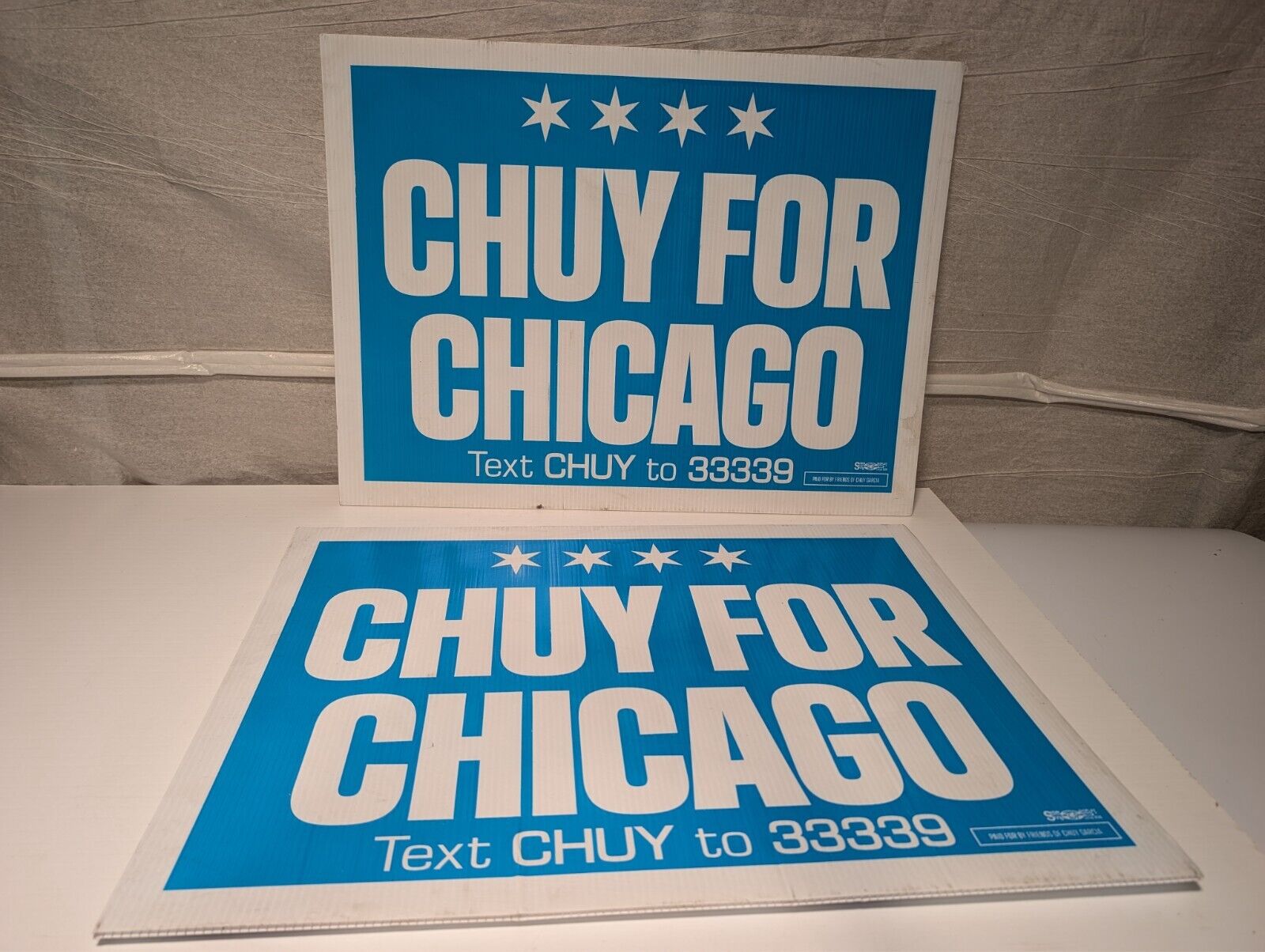 (3) Chuy for Chicago Vintage Yard Signs: Jesus "Chuy" Garcia Mayoral Campaign