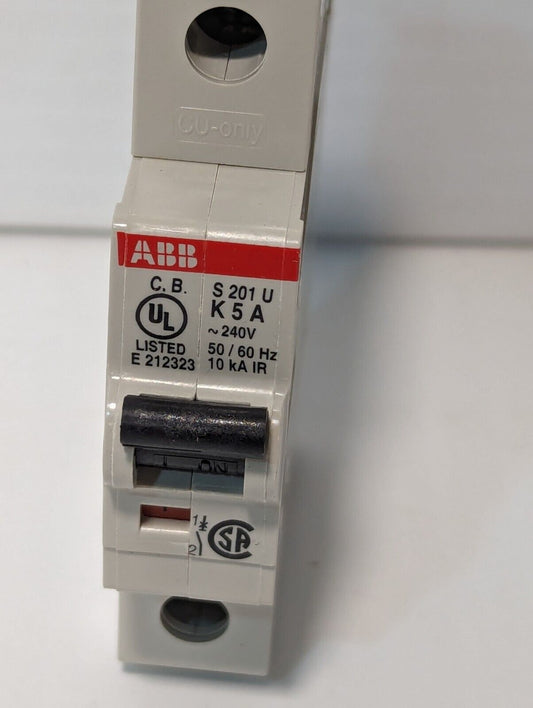 ABB S201UK5A Circuit Breaker, 5A, 240VAC, 50/60Hz, 1 Pole Unit - Free Shipping