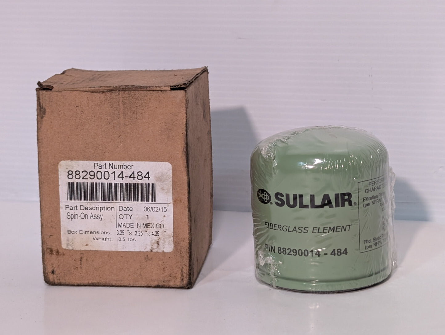 Sullair 88290014-484 Fiberglass Filter Element, Spin-On Assembly