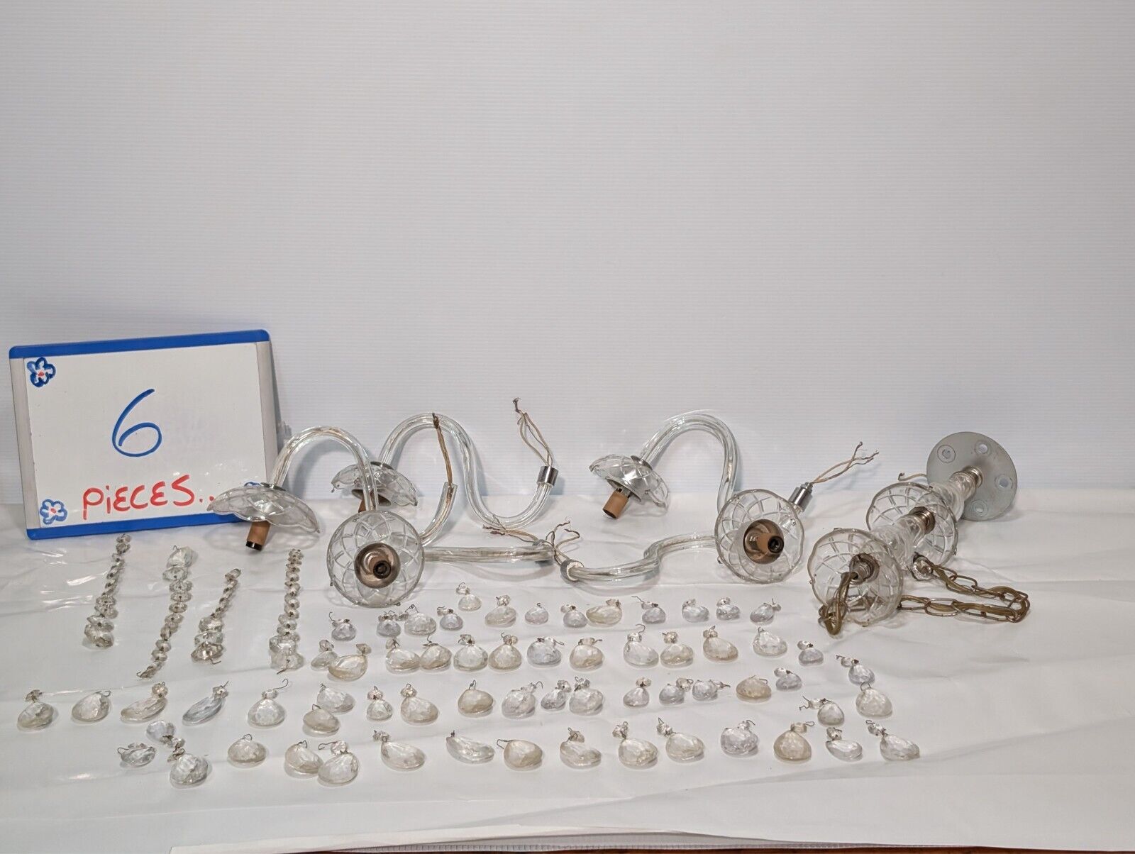 Vintage Crystal Chandelier, Disassembled