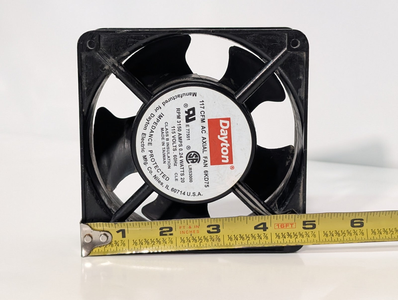 [2] Dayton 6KD75 AC Axial Fan 3150rpm .24 Amps 20 Watts 115 Volts 60hz 117cfm