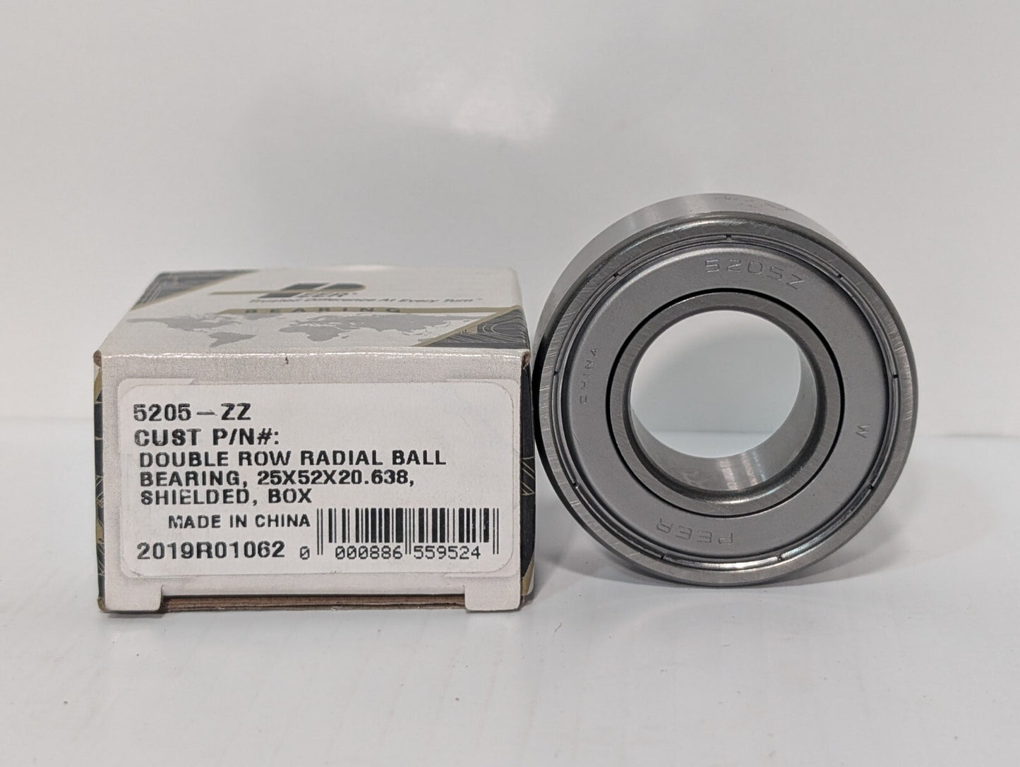 [3] Peer 5205-ZZ Double Row Radial Ball Bearing 25x52x20.638mm 2019R01062