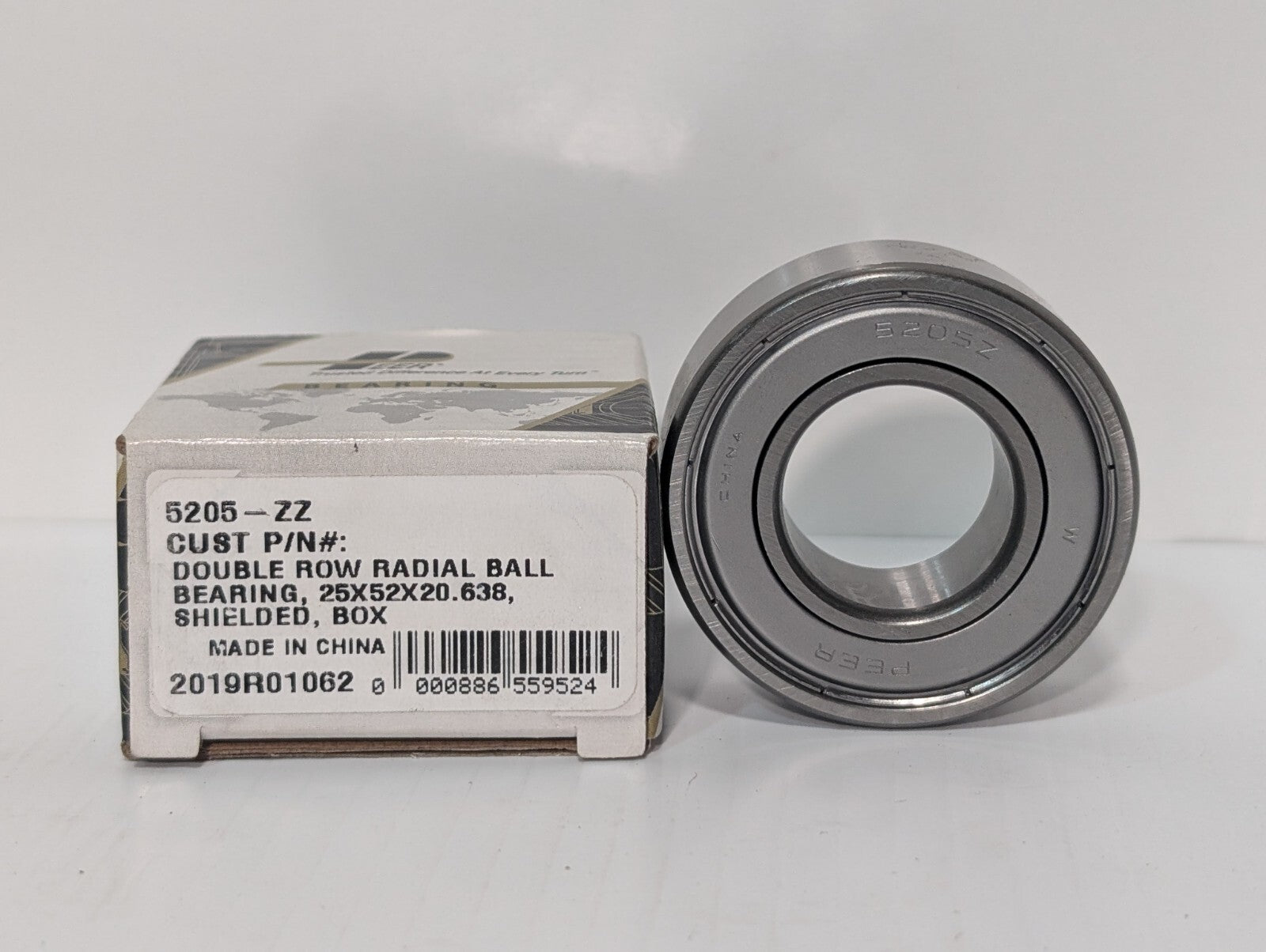 [3] Peer 5205-ZZ Double Row Radial Ball Bearing 25x52x20.638mm 2019R01062