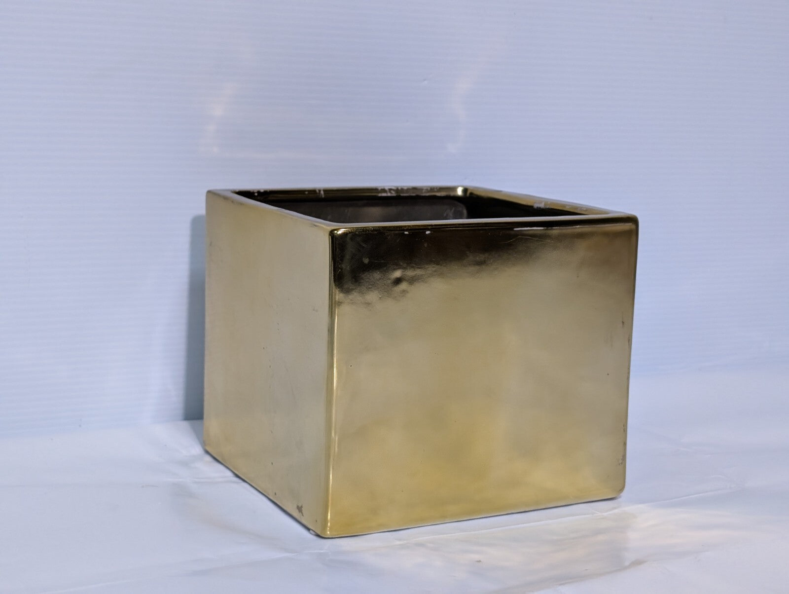 UCI Handcrafted Square Planter, Gold, 7.5" Wide x 7.5" Deep x 6.5" Tall