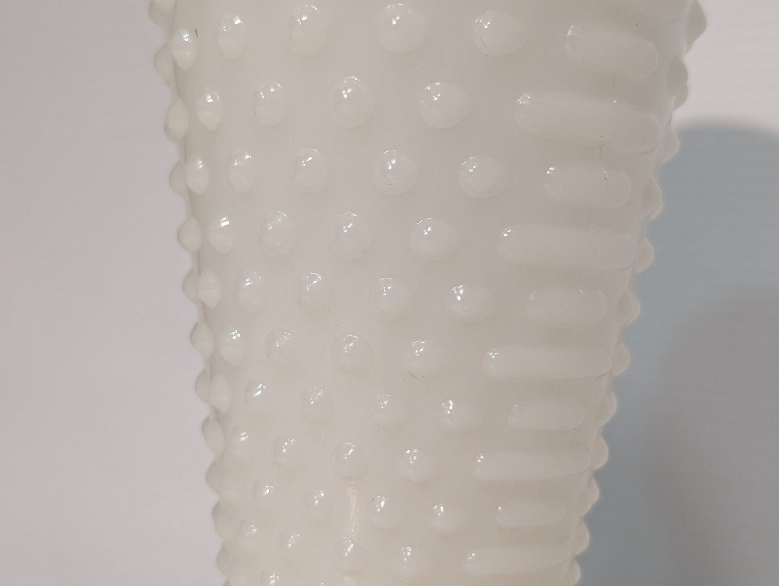 Vintage Anchor Hocking Milk Glass Hobnail Trumpet Vase Ruffled Scalloped Rim