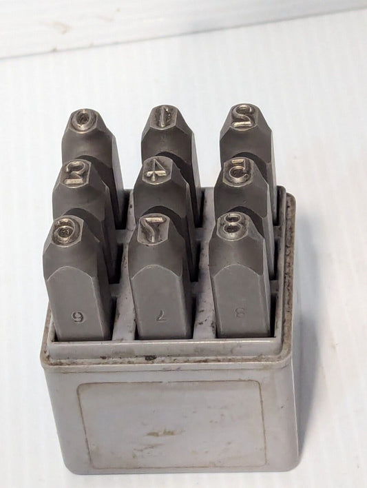 Unbranded steel stamp number set, 1/4 inch, w/plastic case, 0-8 - Free Shipping