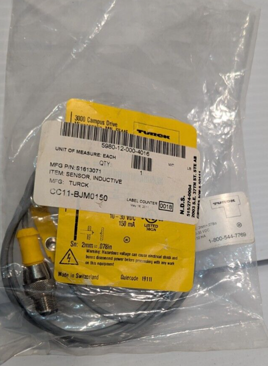 Turck S1613071, BI2-Q5.5-AP6X-1M-RS 4T/S34 inductive proximity sensor -Free Ship